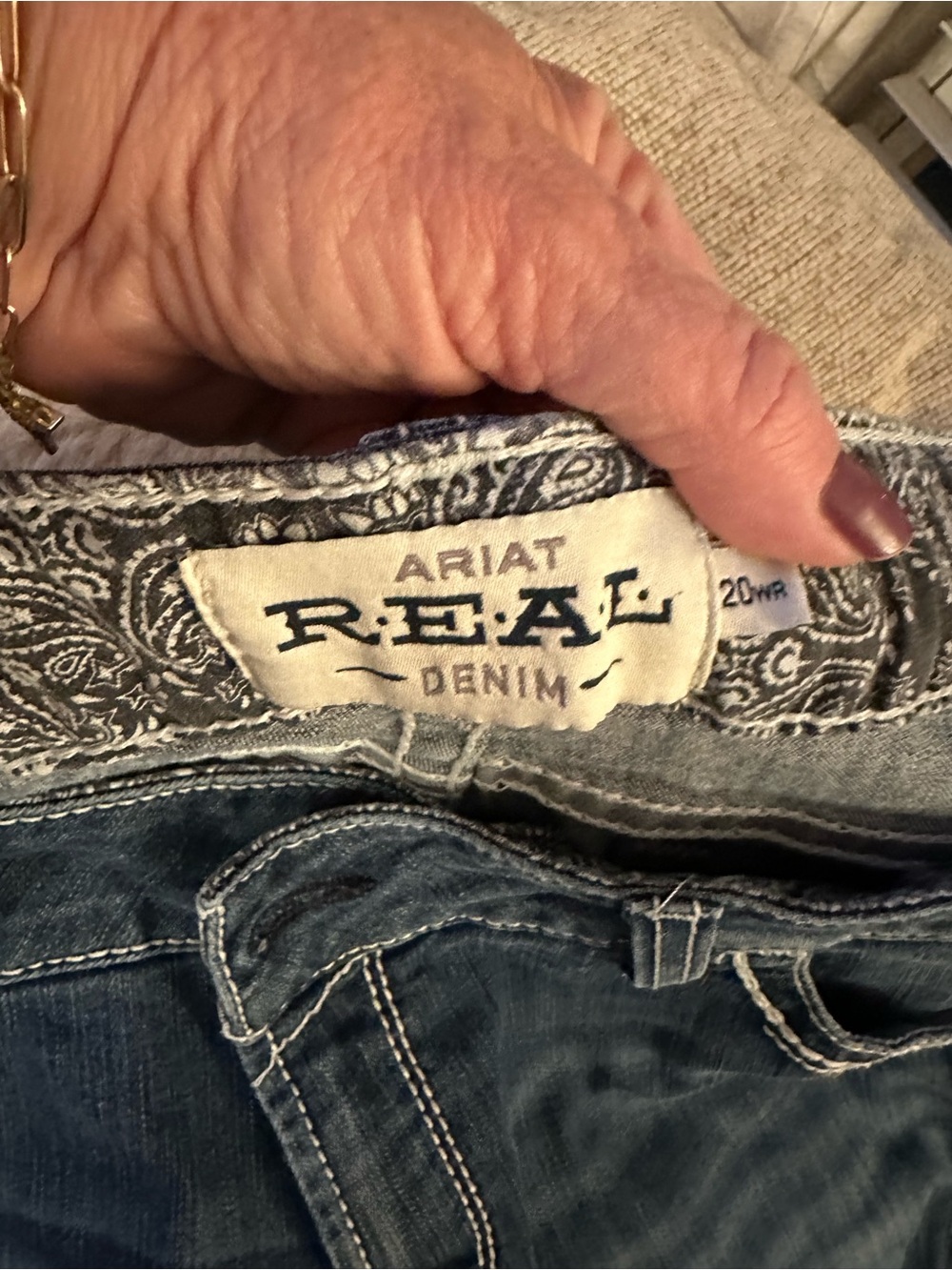 Ariat Dark Blue Bootcut Jeans with Contrast Stitching - Picture 4 of 5